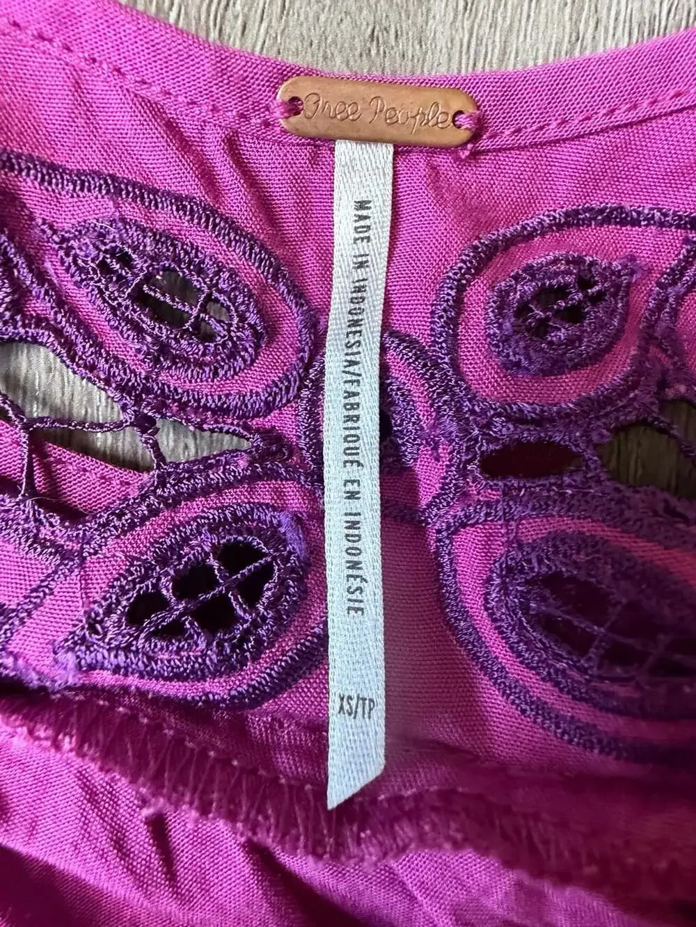 Free People Heartland Mini Dress Purple Embroidered Tunic